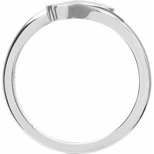 14K White Gold Polished Engravable Double Heart Bypass Ring With Bead Blast Finish Size 7