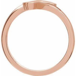 14K Rose Gold Polished Engravable Double Heart Bypass Ring With Bead Blast Finish Size 7