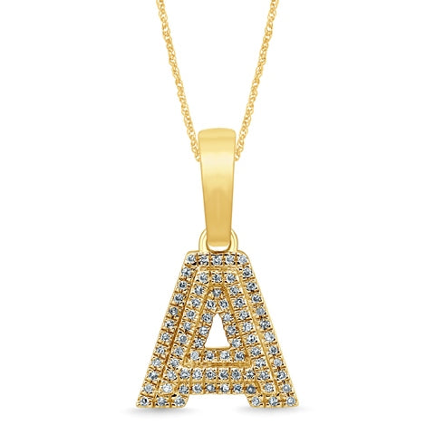 10K Two Tone Gold Diamond Micropave Initial Charm