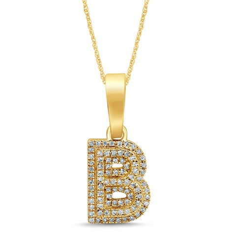 10K Two Tone Gold Diamond Micropave Initial Charm