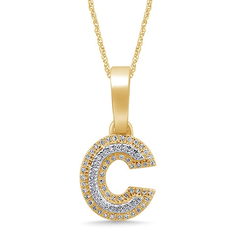 10K Two Tone Gold Diamond Micropave Initial Charm