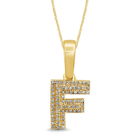 10K Two Tone Gold Diamond Micropave Initial Charm