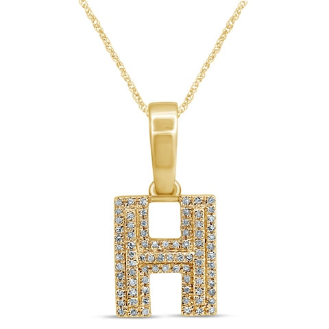 10K Two Tone Gold Diamond Micropave Initial Charm