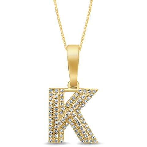 10K Two Tone Gold Diamond Micropave Initial Charm