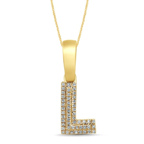 10K Two Tone Gold Diamond Micropave Initial Charm