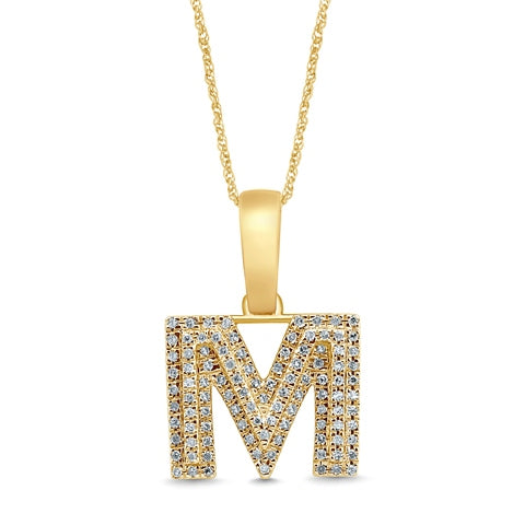 10K Two Tone Gold Diamond Micropave Initial Charm