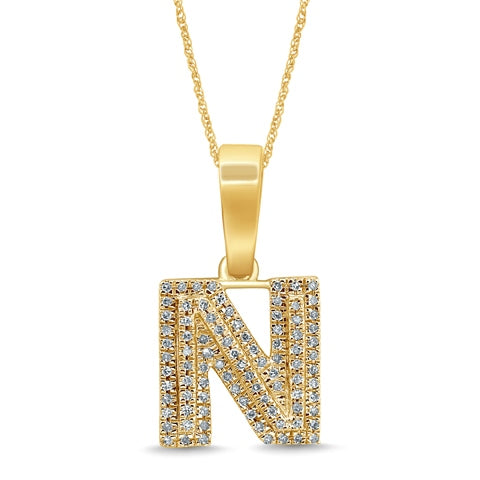 10K Two Tone Gold Diamond Micropave Initial Charm