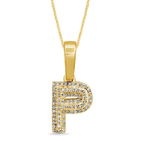 10K Two Tone Gold Diamond Micropave Initial Charm