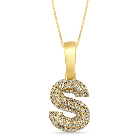 10K Two Tone Gold Diamond Micropave Initial Charm