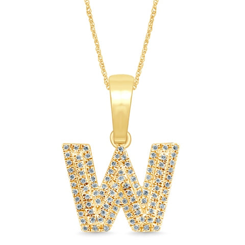10K Two Tone Gold Diamond Micropave Initial Charm