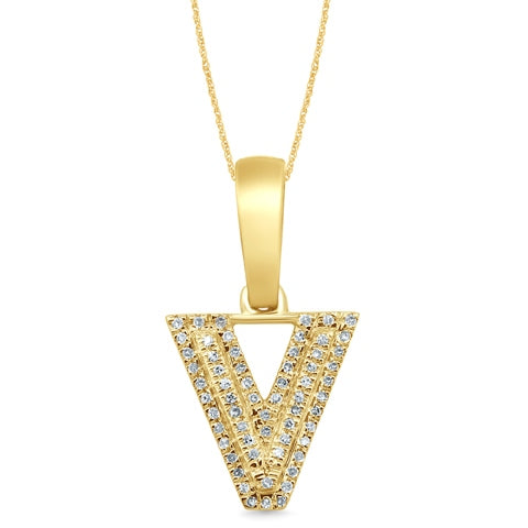 10K Two Tone Gold Diamond Micropave Initial Charm
