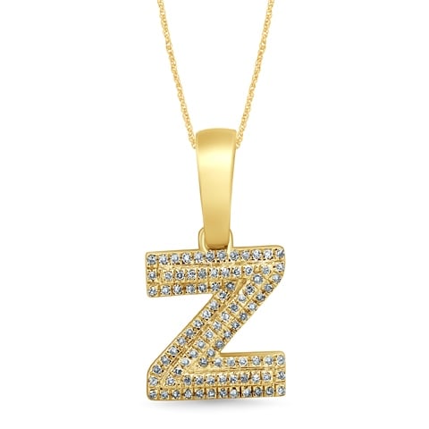 10K Two Tone Gold Diamond Micropave Initial Charm