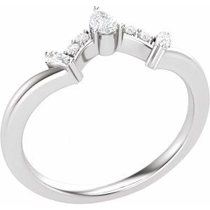 14K White Gold Natural Diamond Pear 4 X 2.6 Mm Polished 1/5 Ctw Natural Diamond Contour Band Size 7
