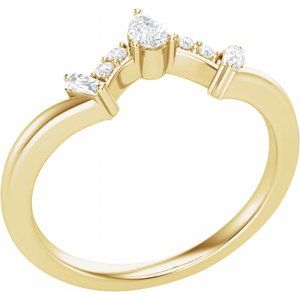 14K Yellow Gold Natural Diamond Pear 4 X 2.6 Mm Polished 1/5 Ctw Natural Diamond Contour Band Size 7