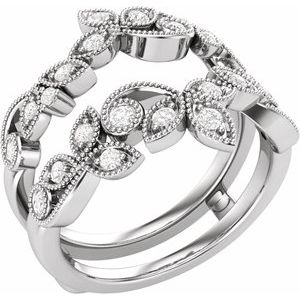 14K White Gold Natural Diamond Round 1.7 Mm Polished 1/3 Ctw Natural Diamond Ring Guard Size 7
