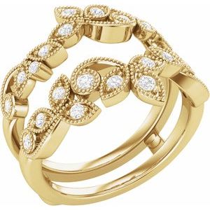 14K Yellow Gold Natural Diamond Round 1.7 Mm Polished 1/3 Ctw Natural Diamond Ring Guard Size 7