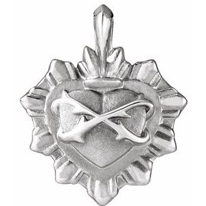 Sterling Silver 13.83 X 11.56 Mm Polished Sacred Heart Pendant