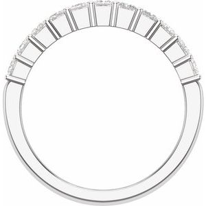 14K White Gold Square 2.5 X 2.5 Mm Polished 2 Ctw Lab-Grown Diamond Double Row Anniversary Band Size 7