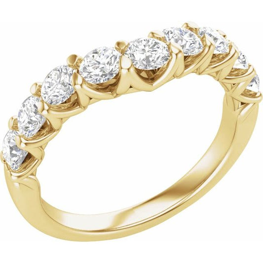 14K Yellow Or White Gold Round 3.2 Mm Vs, F+ Polished 1 Ctw Lab-Grown Diamond Contour Band, Size 7