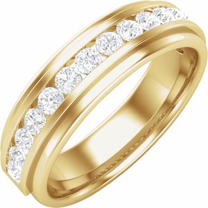 14K Yellow Gold Round 2.1 Mm F+ Vs 1/2 Ctw Lab-Grown Diamond Channel-Set Band Size 10