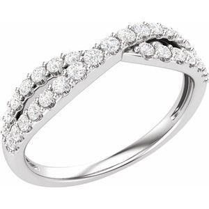 14K White Gold Round 1.6 Mm Polished 3/8 Ctw Natural Diamond Anniversary Band Size 7