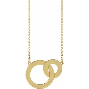 14K Yellow Gold 20.72 X 16 Mm 18 In Polished Engravable Interlocking Circles Necklace