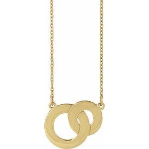 14K Yellow Gold 15.96 X 13 Mm 18 In Polished Engravable Interlocking Circles Necklace