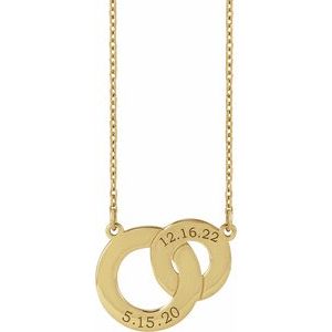 14K Yellow Gold 15.96 X 13 Mm 18 In Polished Engravable Interlocking Circles Necklace