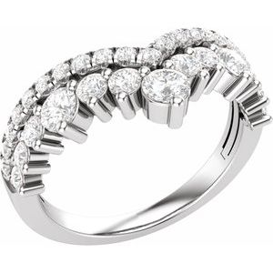 14K White Gold Round 3.1 Mm Polished 1 Ctw Lab-Grown Diamond Double Row Contour Band Size 7