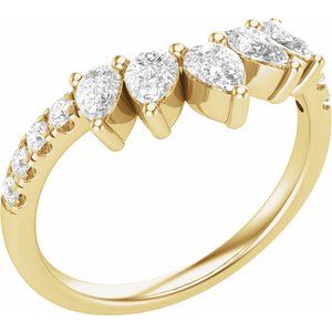 14K Yellow Gold Pear 4.3 X 2.8 Mm Polished 3/4 Ctw Lab-Grown Diamond Contour Band Size 7