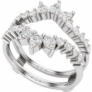 14K White Gold Pear 3.8 X 2.5 Mm Polished 1 Ctw Lab-Grown Diamond Ring Guard Size 7