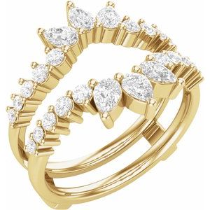 14K Yellow Gold Pear 3.8 X 2.5 Mm Lab-Grown Diamond Polished 1 Ctw Lab-Grown Diamond Ring Guard Size 7