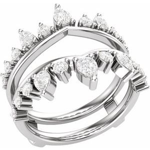 14K White Gold Pear 4.1 X 2.7 Mm Polished 1 Ctw Lab-Grown Diamond Ring Guard Size 7