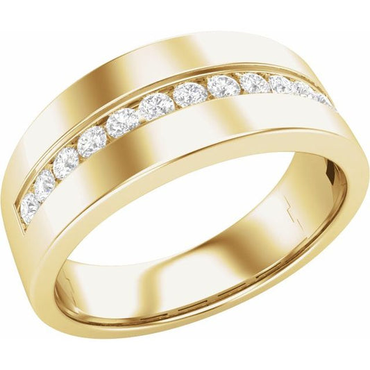 14K Yellow Gold Round 2 Mm Vs, F+ Polished 1/2 Ctw Lab-Grown Diamond Channel-Set Band