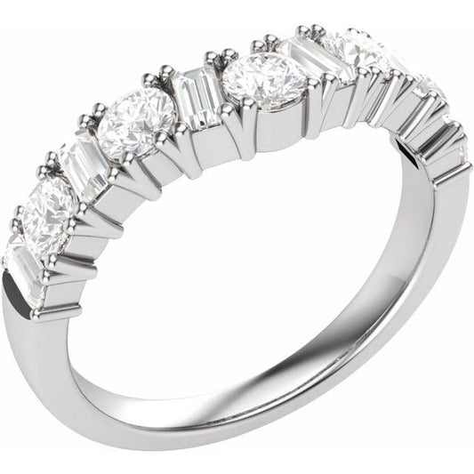 14K White Gold Round 3.3 Mm Vs, F+ Polished 1 Ctw Lab-Grown Diamond Contour Band, Size 7