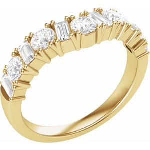 14K Yellow Gold Round 3.3 Mm F+ Vs 1 Ctw Lab-Grown Diamond Contour Band Size 7