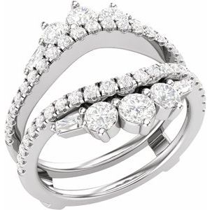 14K White Gold Lab-Grown Diamond Round 3.2 Mm Lab-Grown Diamond Polished 1 1/5 Ctw Lab-Grown Diamond Ring Guard Size 7