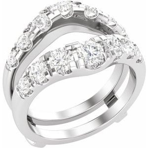 14K White Gold Round 3.5 Mm Polished 1 1/2 Ctw Lab-Grown Diamond Ring Guard Size 7