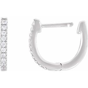 14K White Gold 13 X 12.33 Mm 2 Mm Round 1.2Mm Pair Hinged Polished 1/6 Ctw Lab-Grown Diamond Hoop Earrings