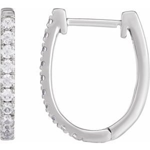 14K White Gold 16 X 13.22 Mm 2 Mm Round 1.6Mm Pair Hinged Polished 1/3 Ctw Lab-Grown Diamond Hoop Earrings