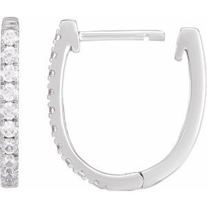14K White Gold 16 X 13.22 Mm 2 Mm Round 1.6Mm Pair Hinged Polished 1/3 Ctw Lab-Grown Diamond Hoop Earrings