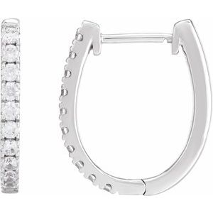 14K White Gold 18 X 15.24 Mm 2 Mm Round 1.8Mm Pair Hinged Polished 1/2 Ctw Lab-Grown Diamond Hoop Earrings