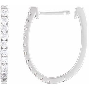 14K White Gold 21 X 15.48 Mm 2 Mm Round 2Mm Pair Hinged Polished 3/4 Ctw Lab-Grown Diamond Hoop Earrings