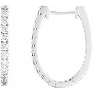 14K White Gold 21 X 15.48 Mm 2 Mm Round 2Mm Pair Hinged Polished 3/4 Ctw Lab-Grown Diamond Hoop Earrings