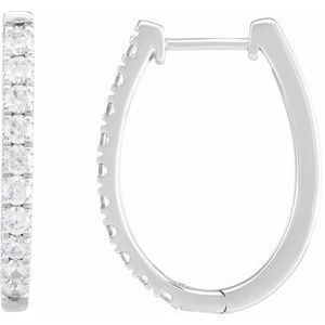 14K White Gold 23 X 17.46 Mm 2.5 Mm Round 2.3Mm Pair Hinged Polished 9/10 Ctw Lab-Grown Diamond Hoop Earrings