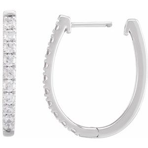 14K White Gold 23 X 17.46 Mm 2.5 Mm Round 2.3Mm Pair Hinged Polished 9/10 Ctw Lab-Grown Diamond Hoop Earrings