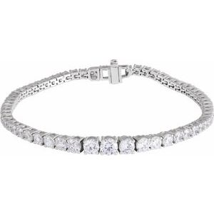 14K White Gold Round 4.9Mm G-H Si1-Si2 6 Ctw Lab-Grown Diamond Line Bracelet, Length: 7 In