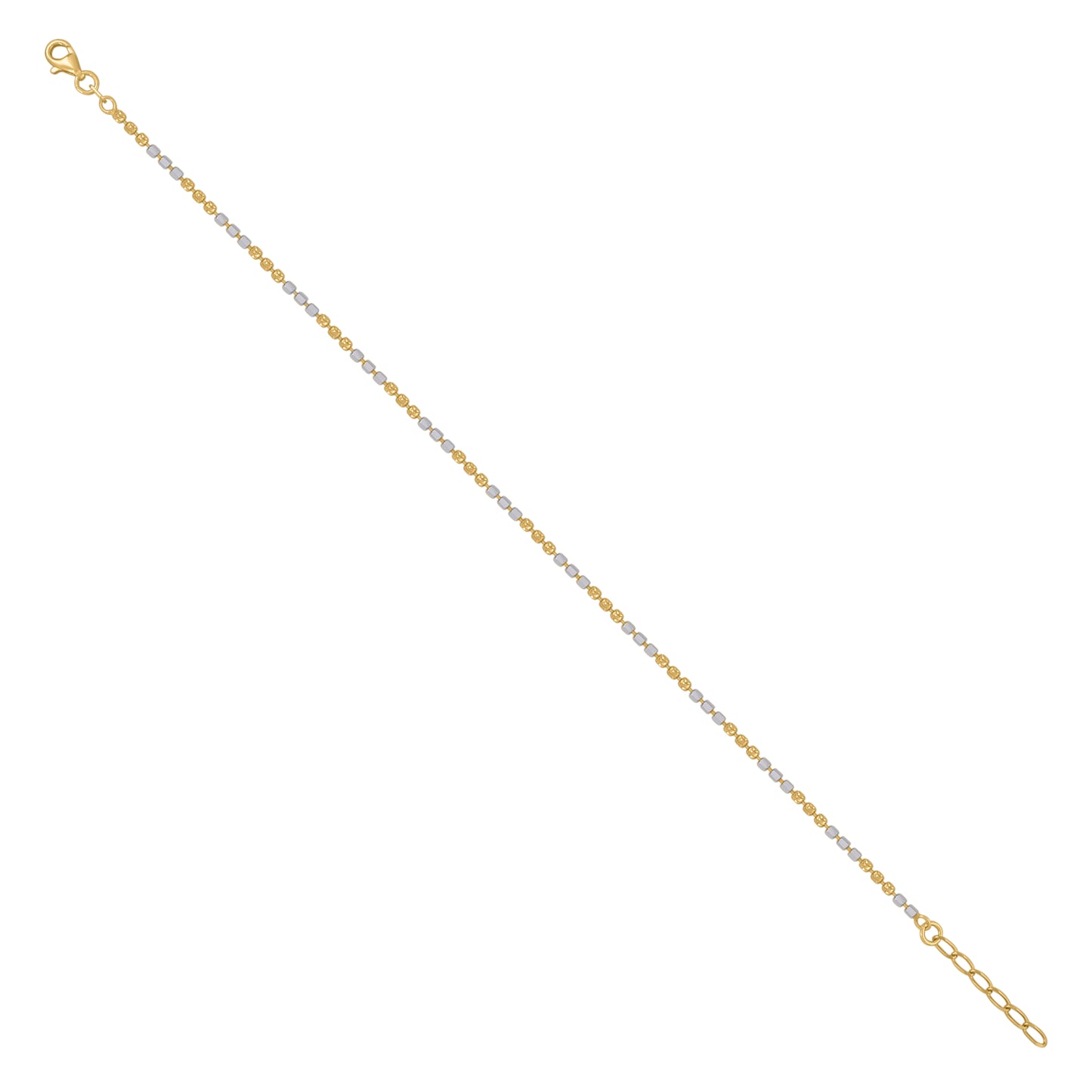 Sterling Silver Womens Fancy Moon-Cut Chain Anklet 2 mm Size 10 Inches