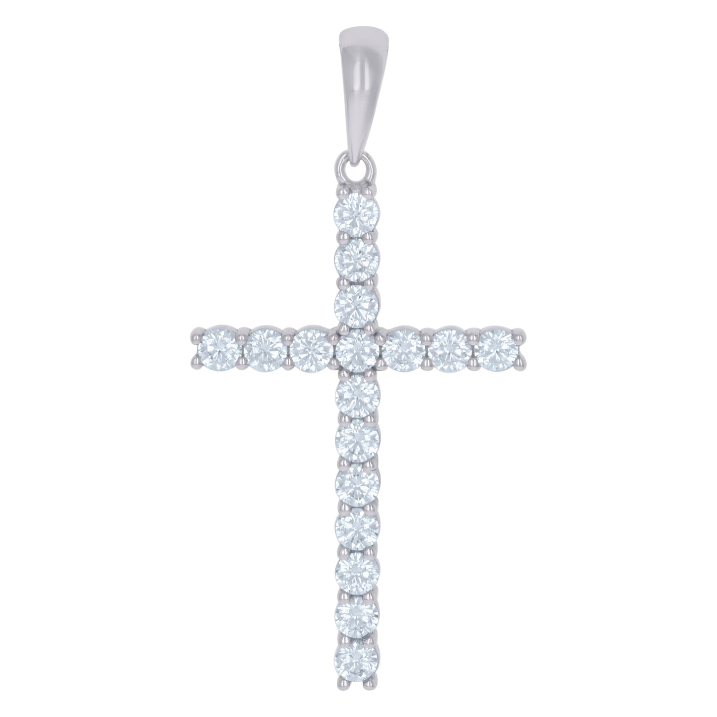 Sterling Silver Mens Cubic-Zirconia Cross Religious Charm Pendant