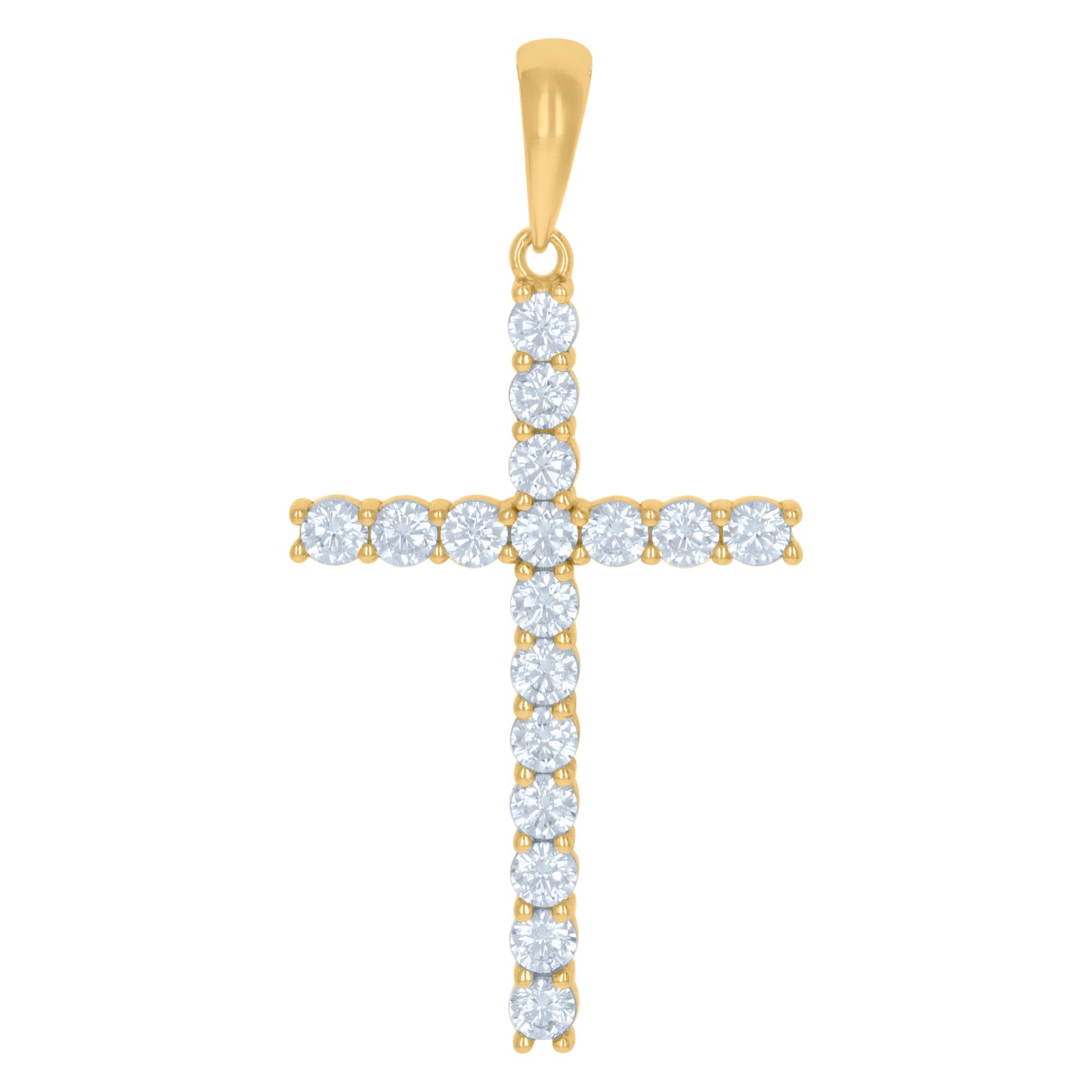 Sterling Silver Mens Cubic-Zirconia Cross Religious Charm Pendant